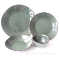 16PCS Embossed Plate Solid Color Glaze Dinner Sets